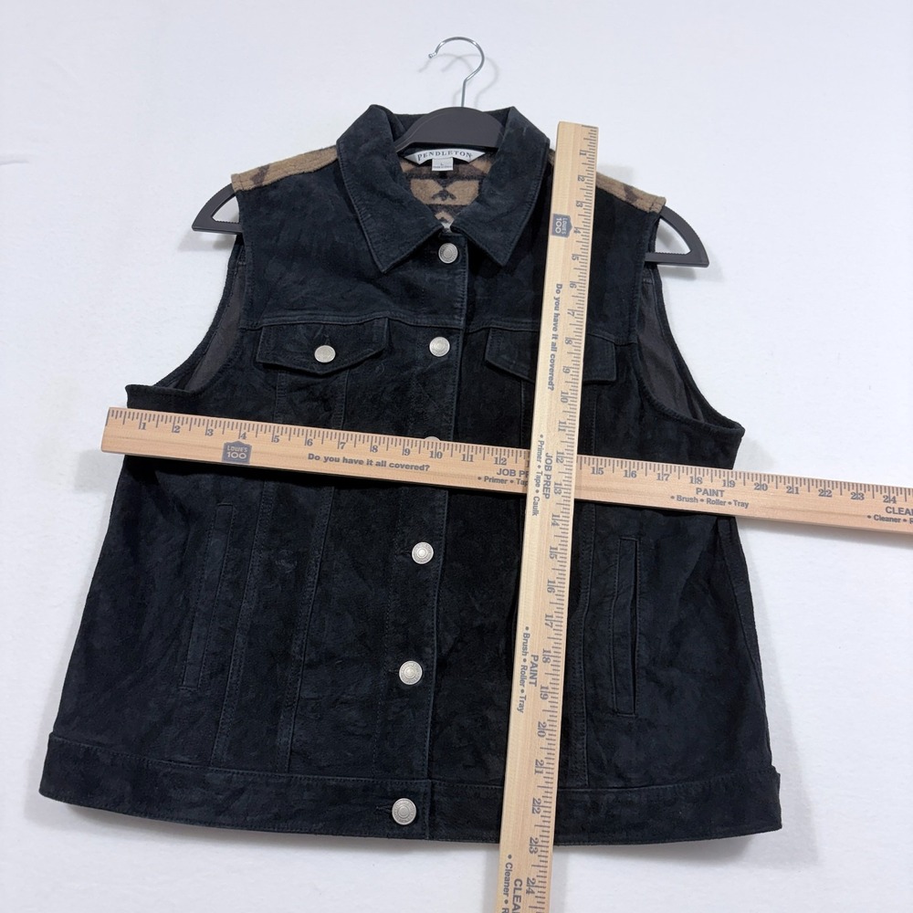 Vintage Pendleton Leather Suede Wool Women's Large Southwestern Vest Cowgirl - Picture 6 of 7